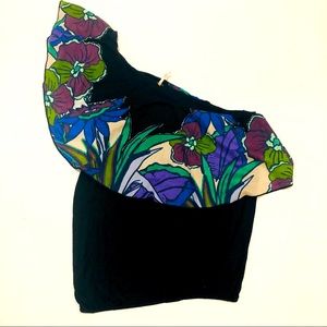 Free People One Shoulder Floral Shirt Size Small